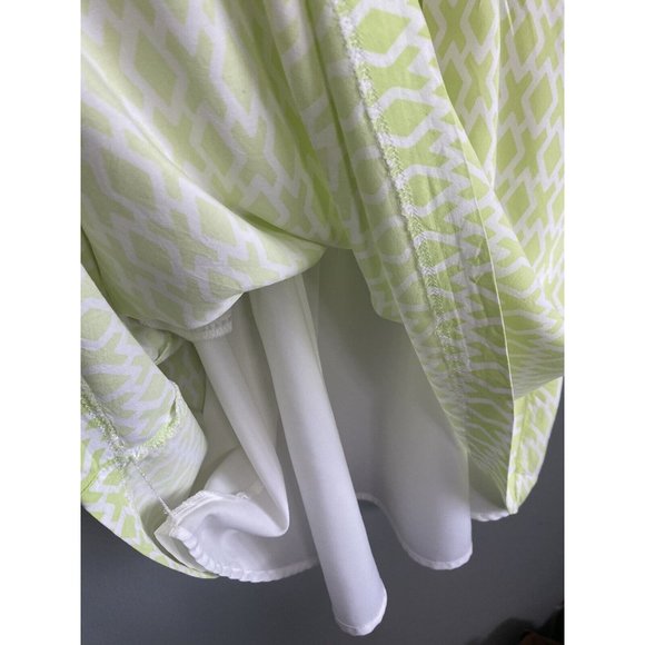 GAP Designed Crafted Eileen Small Lime Green Sun Dress Geometric V-Neck - Picture 6 of 7